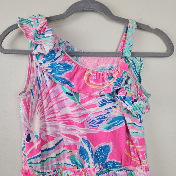 Lilly Pulitzer girls XL 12-14 Octavia Maxi Dress One Shoulder Ruffle - Picture 3 of 7